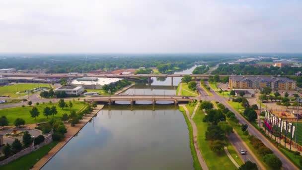 Wichita Downtown Arkansas River Drone View Kansas — стокове відео