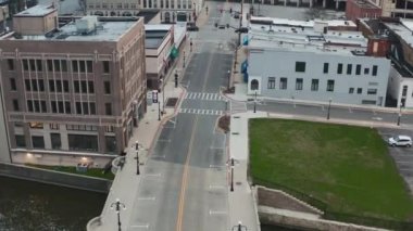 Aurora, Illinois, Drone View, Fox River, Downtown