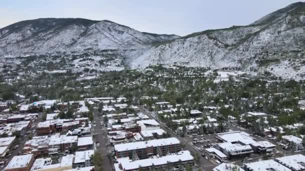 Aspen Colorado Aerial View Downtown Winter Landscape — Stock Video