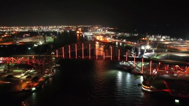 Corpus Christi Night Aerial View Harbor Bridge Downtown Texas — 비디오