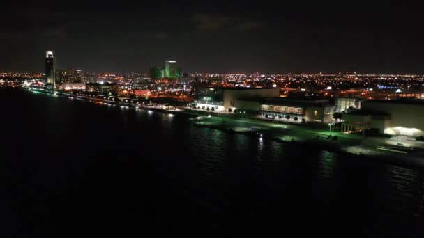 Corpus Christi Night Aerial View Corpus Christi Bay Downtown Texas — Stock Video