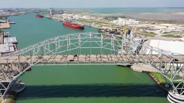 Corpus Christi Aerial View Harbor Bridge Corpus Christi Bay Texas — стокове відео