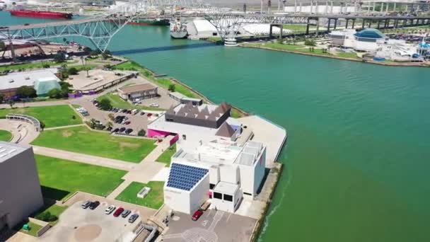 Corpus Christi Aerial View Art Museum South Texas Harbor Bridge — 图库视频影像
