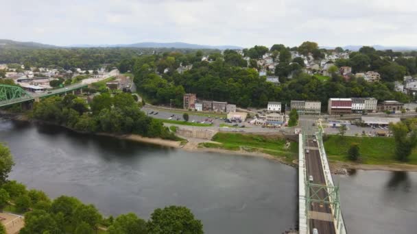 Easton Pennsylvania Luftaufnahme Delaware River Innenstadt — Stockvideo