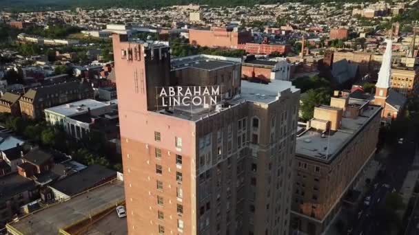 Reading Pennsylvania Veduta Aerea Abraham Lincoln Hotel Centro Città — Video Stock