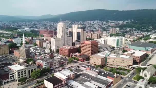 Reading Pennsylvania Centro Cidade Vista Aérea Paisagem Incrível — Vídeo de Stock