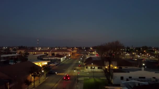 Visalia Noite Califórnia Vista Drone Centro Cidade Luzes Cidade — Vídeo de Stock