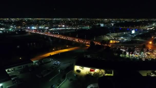 Laredo Bei Nacht Texas Mexikanische Grenze Drohnenblick Erstaunliche Landschaft — Stockvideo