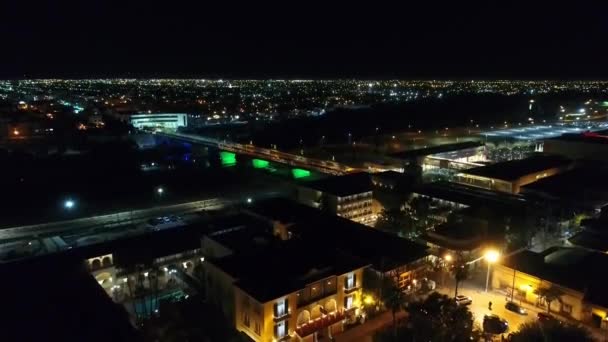 Laredo Night Texas Downtown Drone View Amazing Landscape — Stock video
