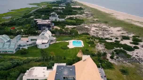 Hamptons Meadow Lane New York State Long Island Aerial View — Stock video
