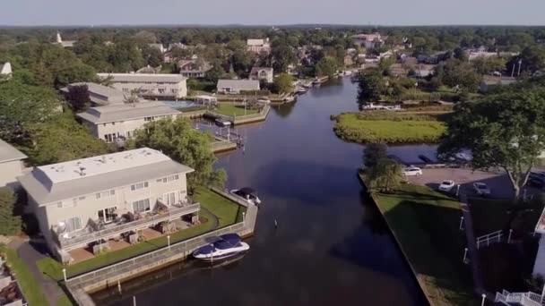 Westhampton Beach New York State Whb Village Marina Drone View — Stock video