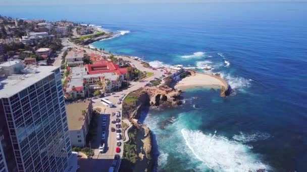 Jolla Pacific Coast Aerial View Amazing Landscape California — 图库视频影像