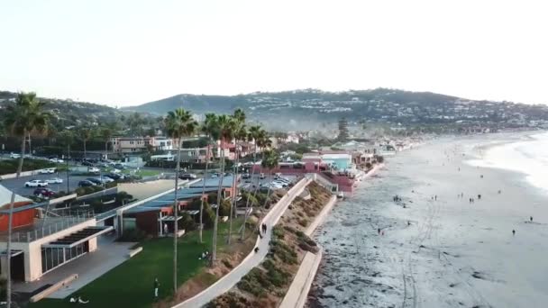Jolla Sahili Sahili Drone Manzarası Kaliforniya Muhteşem Manzara — Stok video