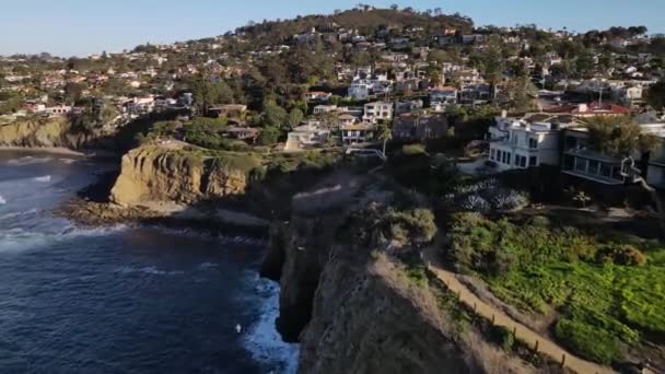 Jolla Costa Pacífico Paisagem Incrível Califórnia Vista Aérea — Vídeo de Stock