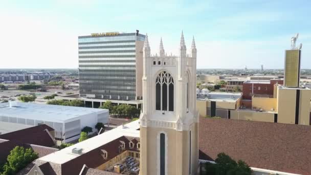Lubbock Τέξας Κέντρο Αεροφωτογραφία Πρώτη Ενωμένη Μεθοδιστική Εκκλησία — Αρχείο Βίντεο