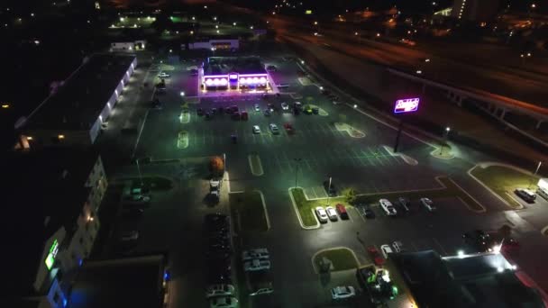 Amarillo Night Texas City Lights Downtown Drone View — Stock Video