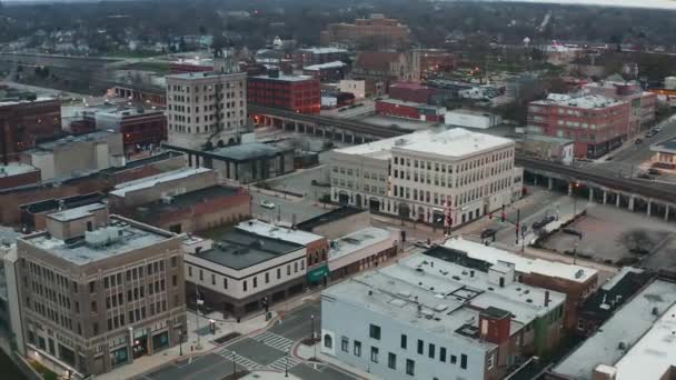 Aurora Illinois Centro Cidade Vista Aérea Rio Fox — Vídeo de Stock