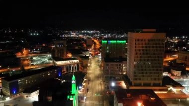 Gece Utica, New York Eyaleti, Hava Manzarası, Şehir Merkezi, Şehir Işıkları
