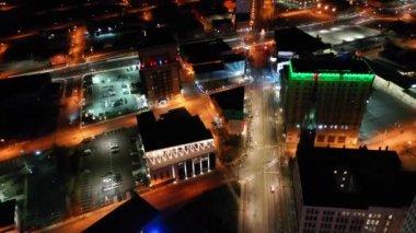 Gece Utica, New York Eyaleti, Şehir merkezi, Hava Manzarası, Şehir Işıkları