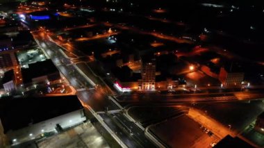 Gece Utica, New York Eyaleti, Hava Manzarası, Şehir Işıkları, Şehir Merkezi