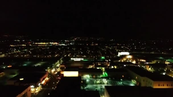 Rancho Cucamonga Night California Victoria Gardens Drone View City Lights — Stock Video