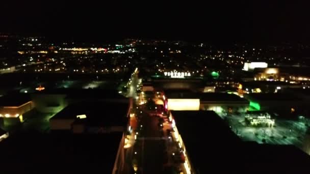 Rancho Cucamonga Night California City Lights Drone View Victoria Gardens — Stock video