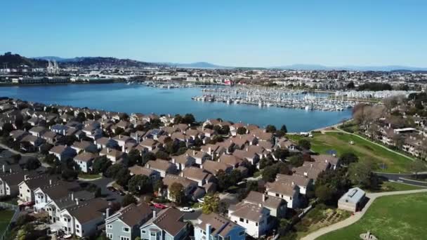 Richmond California Downtown San Francisco Bay Aerial View — стокове відео