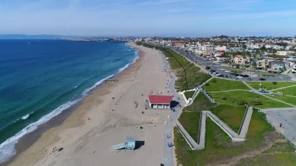 Torrance County Beach Калифорния Aerial View Amazing Lands Pacific Coast — стоковое видео