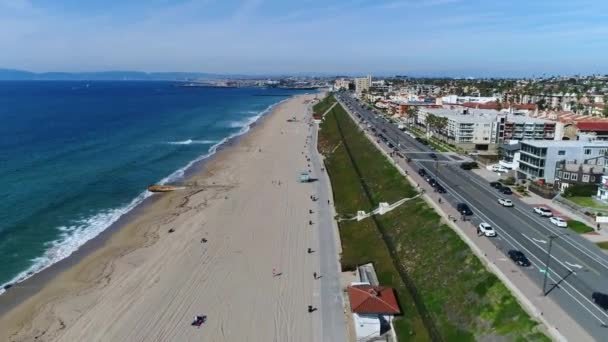 Redondo Sahili Kaliforniya Nanılmaz Manzara Hava Manzarası Pasifik Sahili — Stok video