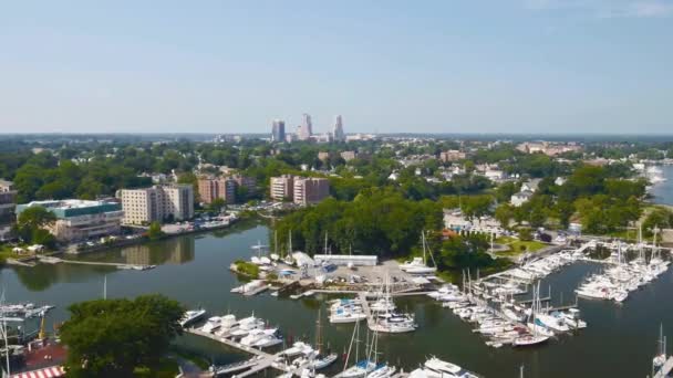 New Rochelle New York State Aerial View New Rochelle Marina — 图库视频影像