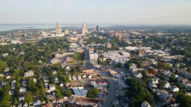 New Rochelle Staat New York Uitzicht Drone Downtown Verbazingwekkend Landschap — Stockvideo