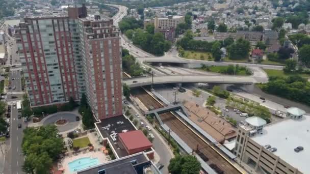 New Rochelle New York State Amazing Landscape Aerial View Downtown — 图库视频影像
