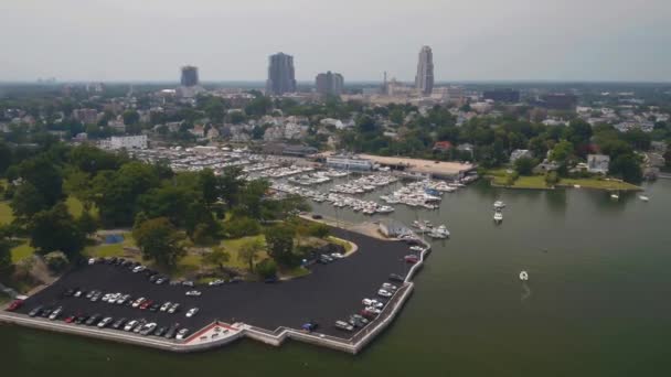 New Rochelle New York State New Rochelle Municipal Marina Aerial — 图库视频影像