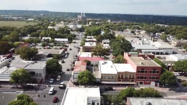 Nya Braunfels Texas Downtown Fantastiskt Landskap Flygfoto — Stockvideo