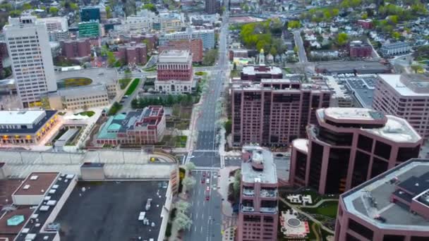 Weiße Ebenen Bundesstaat New York Luftaufnahme Erstaunliche Landschaft Innenstadt — Stockvideo