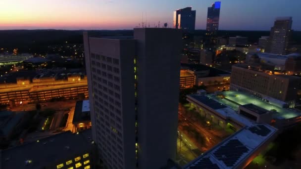 White Plains Night New York State Downtown City Lights Drone — Stock Video