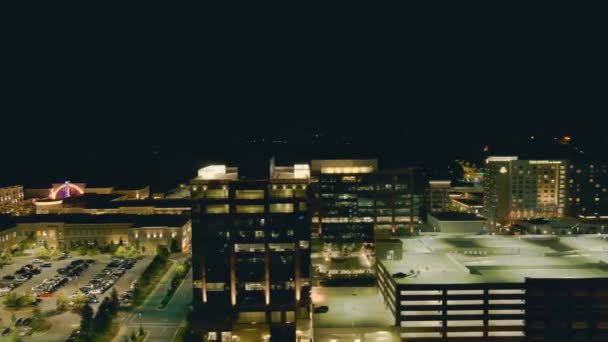 Downtown Alpharetta Night Aerial View City Lights Georgia — Stock Video