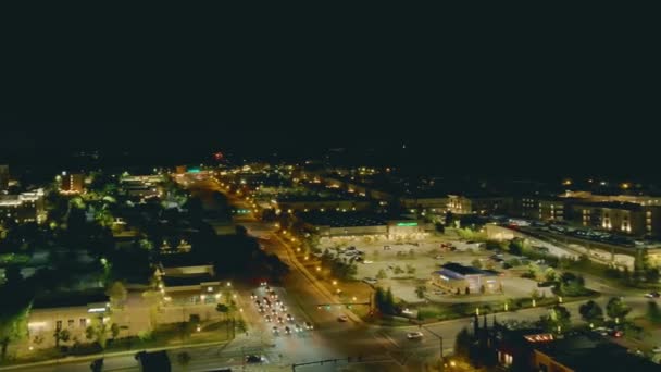 Downtown Alpharetta Night City Lights Aerial View Georgia — Stock Video