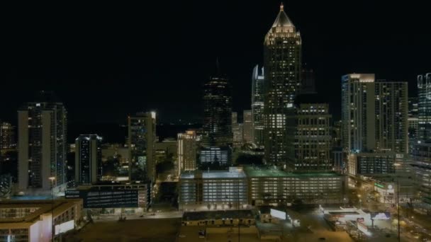 Centrala Atlanta Natten City Lights Flygfoto Georgien — Stockvideo