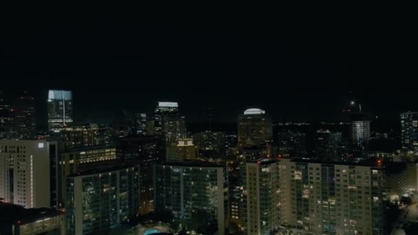 Downtown Atlanta Aerial Night Flying Γεωργία City Lights — Αρχείο Βίντεο