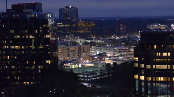 Sandy Springs Night Georgia Downtown Aerial View City Lights — Stock video