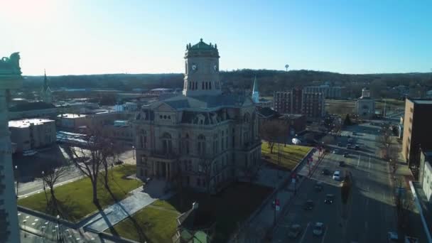 Hamilton Ohio Flygfoto Butler County Courthouse Centrum — Stockvideo