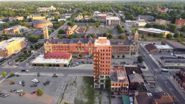 Springfield Ohio Downtown Aerial View Amazing Landscape — стокове відео