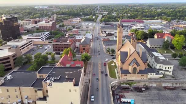 Springfield Luchtfoto Ohio Amazing Landscape Downtown — Stockvideo