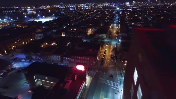 Canton Night Downtown Ohio Aerial View City Lights — стокове відео