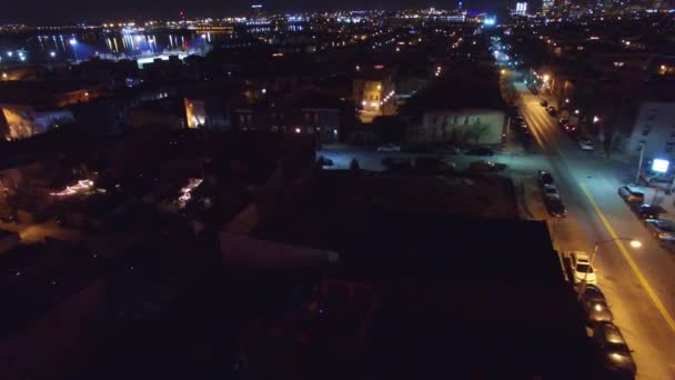 Canton Night Downtown Ohio City Lights Aerial View — стокове відео