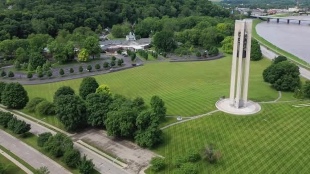 Dayton Ohio Śródmieście Carillon Historical Park Widok Powietrza — Wideo stockowe