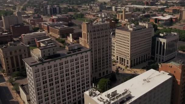 Youngstown Ohio Aerial View Amazing Landscape Downtown — стокове відео