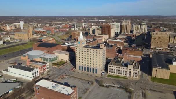 Youngstown Flygfoto Ohio Downtown Fantastiskt Landskap — Stockvideo