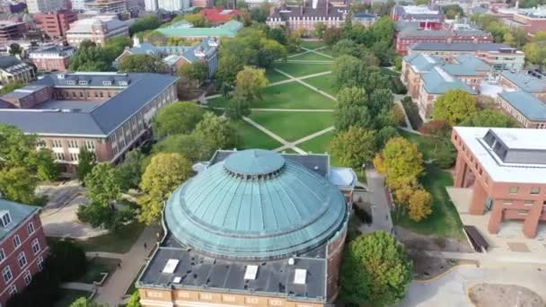 Champaign Foellinger Auditorium University Illinois Uiuc Aerial View — Αρχείο Βίντεο